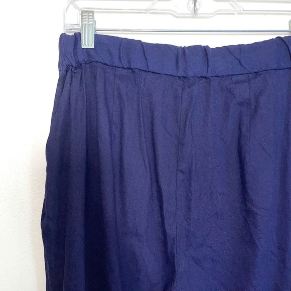 Leith Navy Blue Linen Blend High Rise Relaxed Fit Cropped Pants Large Women’s - Picture 8 of 14